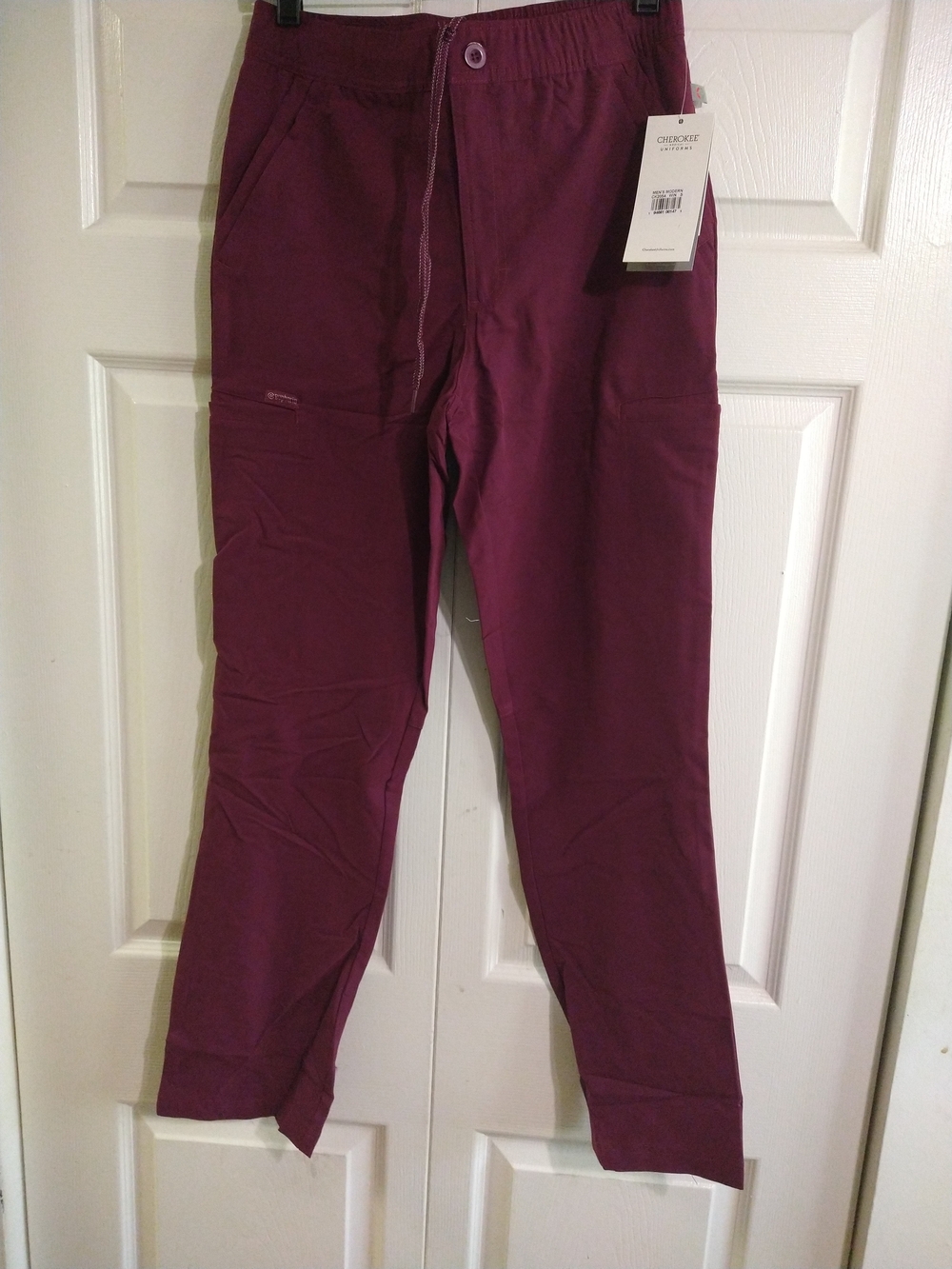 Cherokee Men’s Maroon Stretch Scrub Pants Burgundy